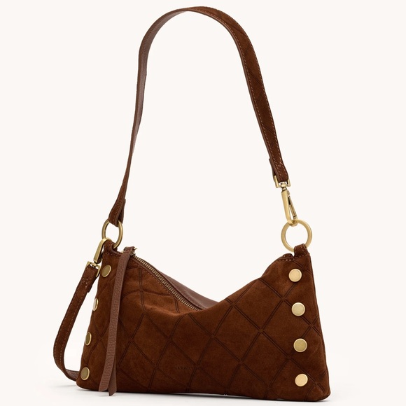 Hammitt Kyle Chocolate Diamond Suede Quilted Shoulder Bag - Picture 2 of 6